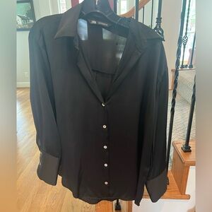 Zara Black Button-Up Blouse